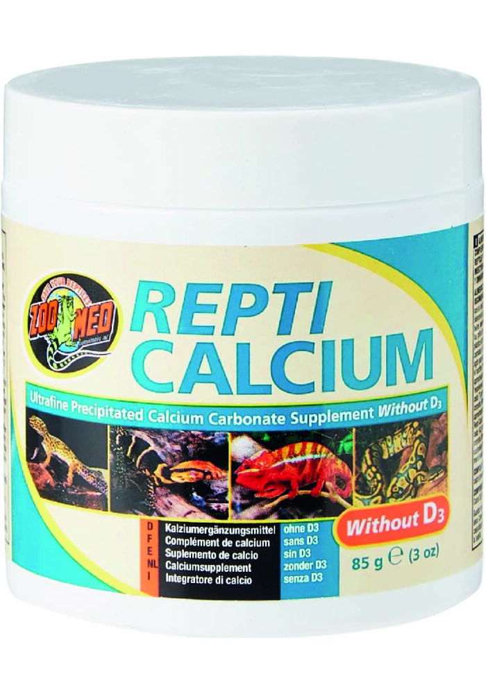 Zoo Med A33-3E Repti Calcium ohne D3, 85 g, Nahrungsergänzungsmittel für Reptilien und Amphibien - phosphorfrei! Terraristix Pulver